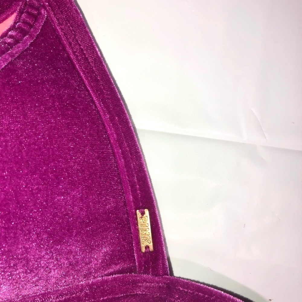 VS Pink Bikini Top Velvet Purple and Coral XS - Picture 2 of 5